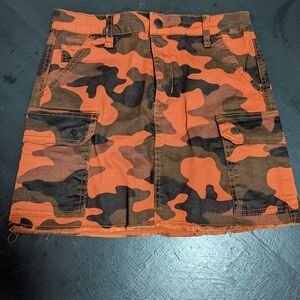Iris Orange and Black Camo Mini Skirt